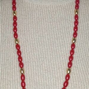 Napier Red and Gold Beaded Necklace